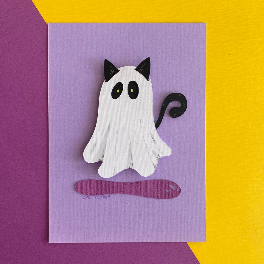 Hauntingly Cute Cat Ghost Paper Cut Art: Craft Your Halloween Masterpi ...